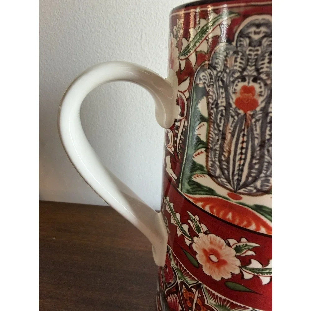 RETIRED POTTERY BARN RED BOHO MEZZE Water Pitcher  32oz Stoneware